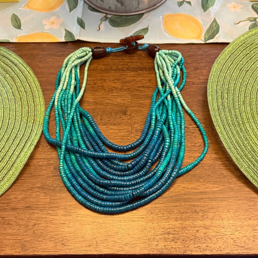 Multicolor Beaded Necklace ombré necklace from twine and twig worn once